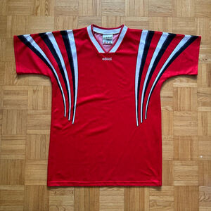 VINTAGE ADIDAS TEMPLATE JERSEY 1996-1998 FOOTBALL TRIKOT RED SHIRT SIZE LARGE